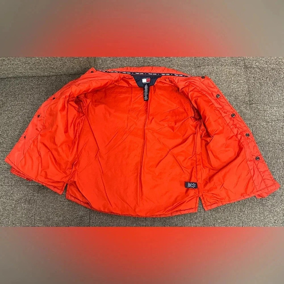 Tommy Jeans 2002 Vintage Quilted Puffer Logo Jacket Red Women’s Medium - Picture 4 of 7